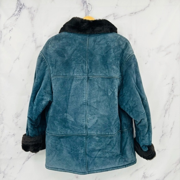 Gallery Genuine Leather Suede Vintage Faux Fur Coat - Picture 4 of 4